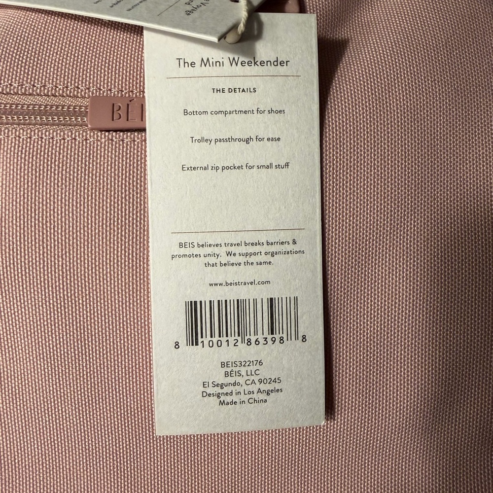 BEIS Atlas Pink Mini Weekender - Picture 4 of 4